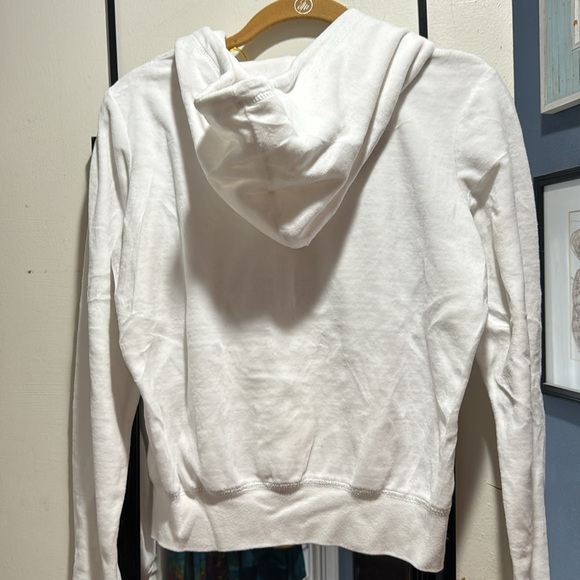 CELLO SPORT White Hoodie Crushed Velvet Sweater Zip Up Juniors Large Z41 - Picture 5 of 6